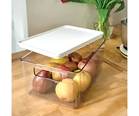 iDesign Pantry Bin with Removable Lid for Kitchen, Set of 3, Clear/White