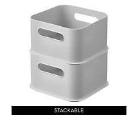 iDesign Plastic Pantry Storage Bin with Handles - Set of 2 - Gray - Made in Usa