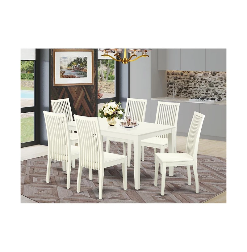 East West Furniture Dining Room Set Linen White