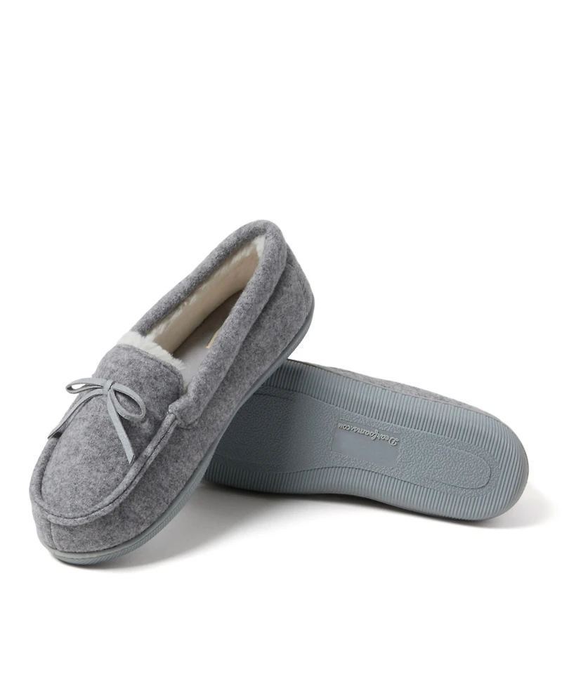 Dearfoams Women's Hayes Soft Knit Moccasin House Shoe Slipper