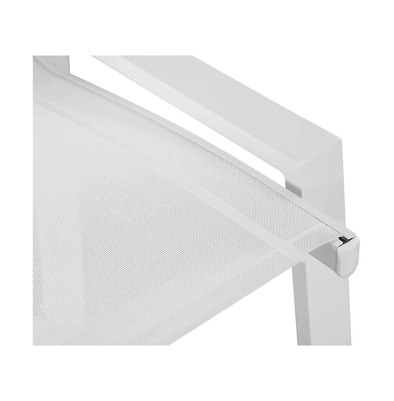 Meridian Furniture Nizuc White Mesh Water Resistant Fabric Outdoor Patio Barstool