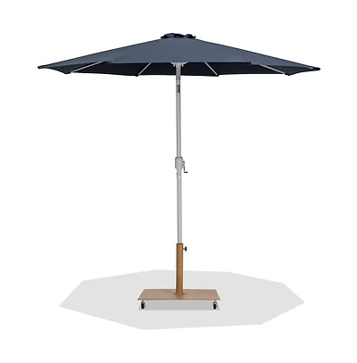 Meridian Furniture Fiji Grey Fabric / Teak Aluminum Patio Umbrella with Base Sets