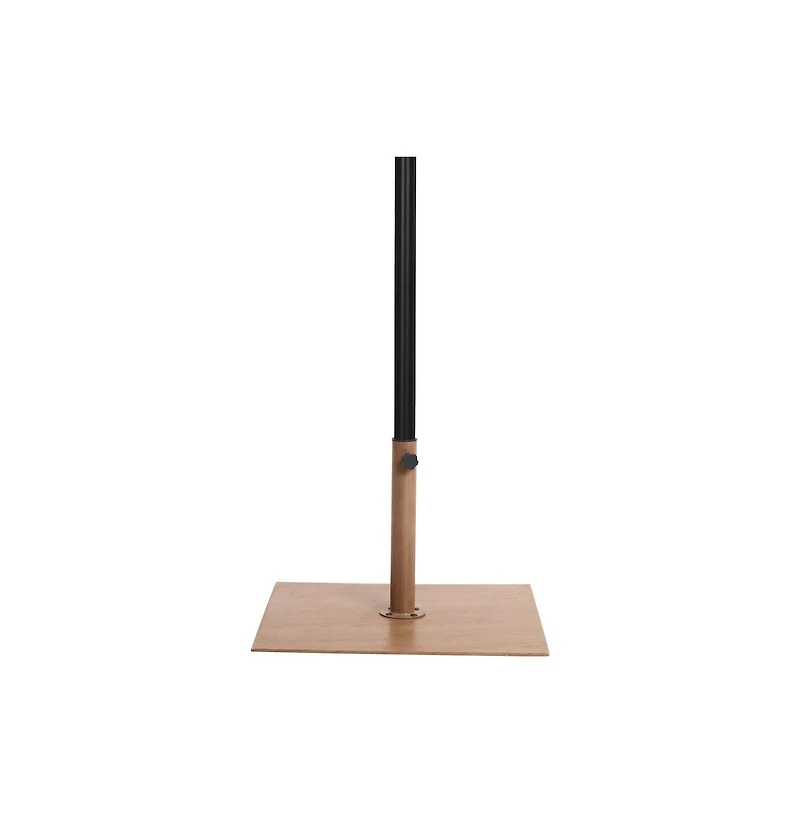 Meridian Furniture Fiji Black Fabric / Teak Aluminum Patio Umbrella with Base Sets