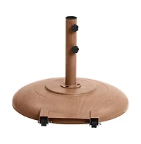 Meridian Furniture Fiji Beige Fabric / Teak Aluminum Patio Umbrella with Base Sets