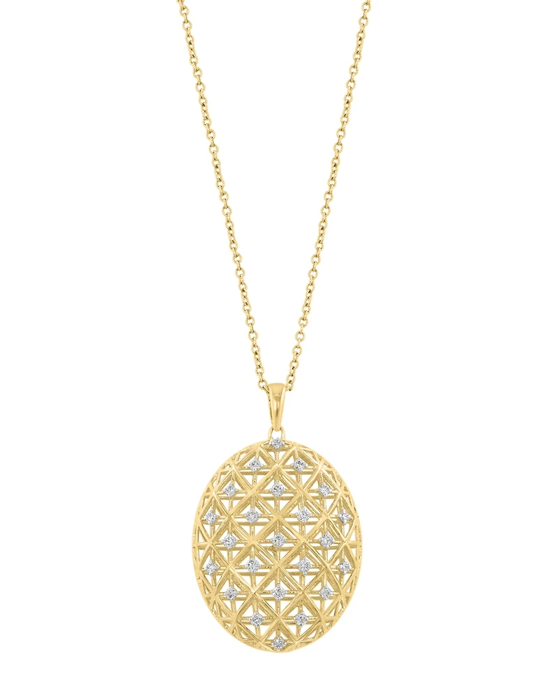 Effy Diamond Lattice Openwork Oval 18" Pendant Necklace (1/4 ct. t.w.) in 14k Gold