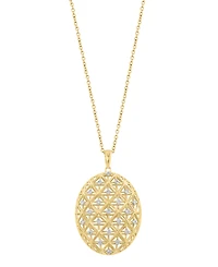 Effy Diamond Lattice Openwork Oval 18" Pendant Necklace (1/4 ct. t.w.) in 14k Gold
