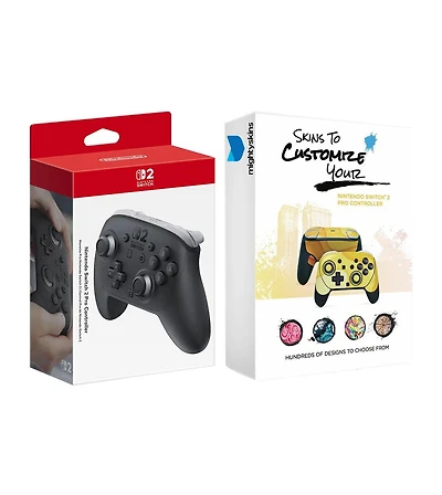 Nintendo Switch 2 Pro Controller with MightySkins Custom Wrap Bundle