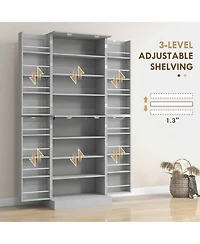 Homcom 65" Kitchen Pantry Cabinet with Adjustable Shelves Spick Racks