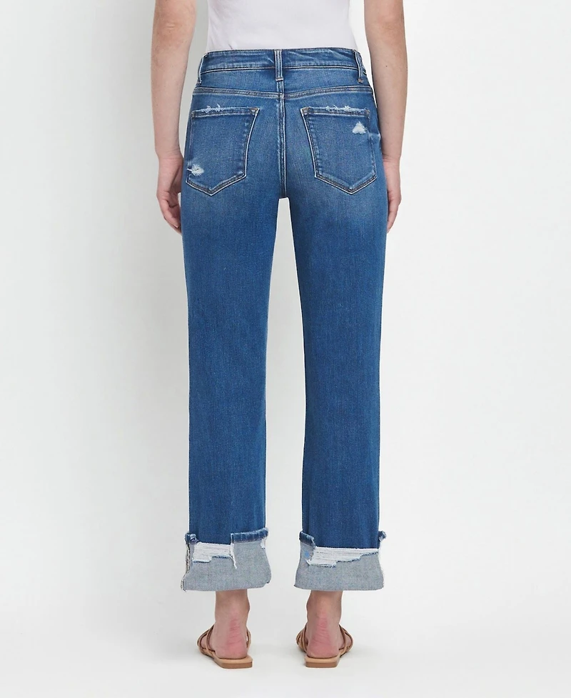 Vervet Women's High Rise Cuffed Straight Jeans