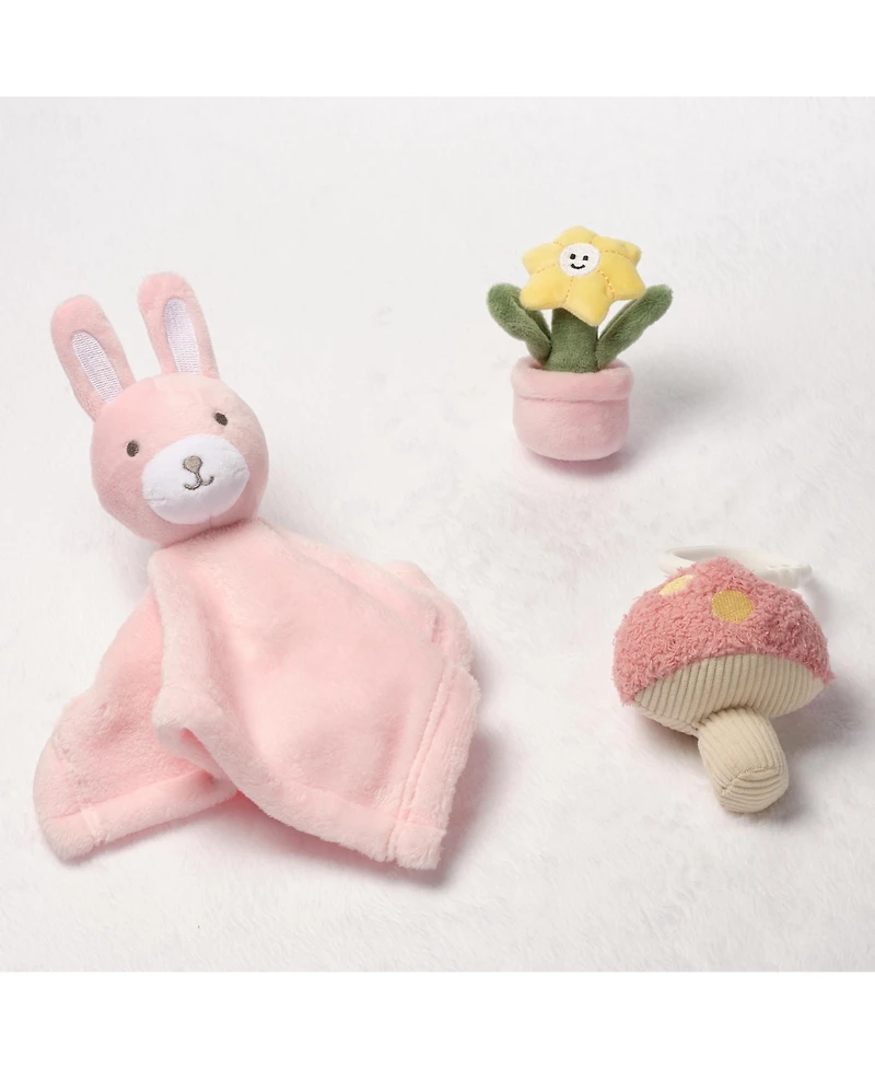 Lambs & Ivy Garden Bunny 3-Piece Developmental Infant Baby Plush Gift Set