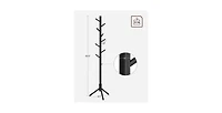Slickblue Freestanding Solid Wood Coat Rack with 8 Hanging Hooks, Modern Design