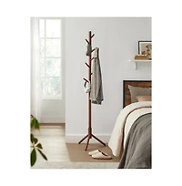 Slickblue Freestanding Solid Wood Coat Rack with 8 Hanging Hooks, Modern Design