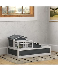 PawHut Wooden Tortoise Habitat, Tortoise Enclosure Reptile Cage w/ Tray