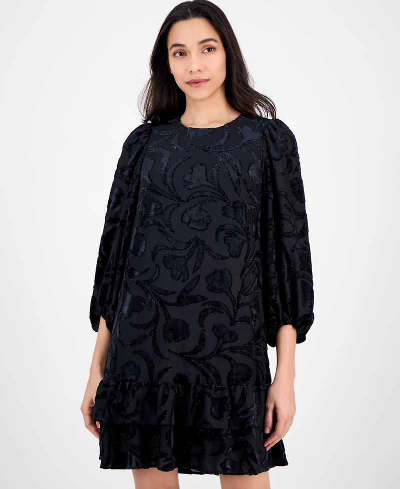 Anne Klein Women's Blouson-Sleeve Burnout Shift Dress