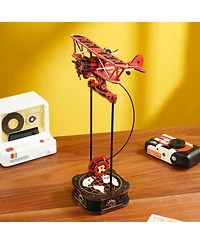 Robotime 3D Puzzle Wooden Model with Aircraft Theme, Diy Pendulum Toy for Kids Adults, Red, 5.7"6.7"12.4