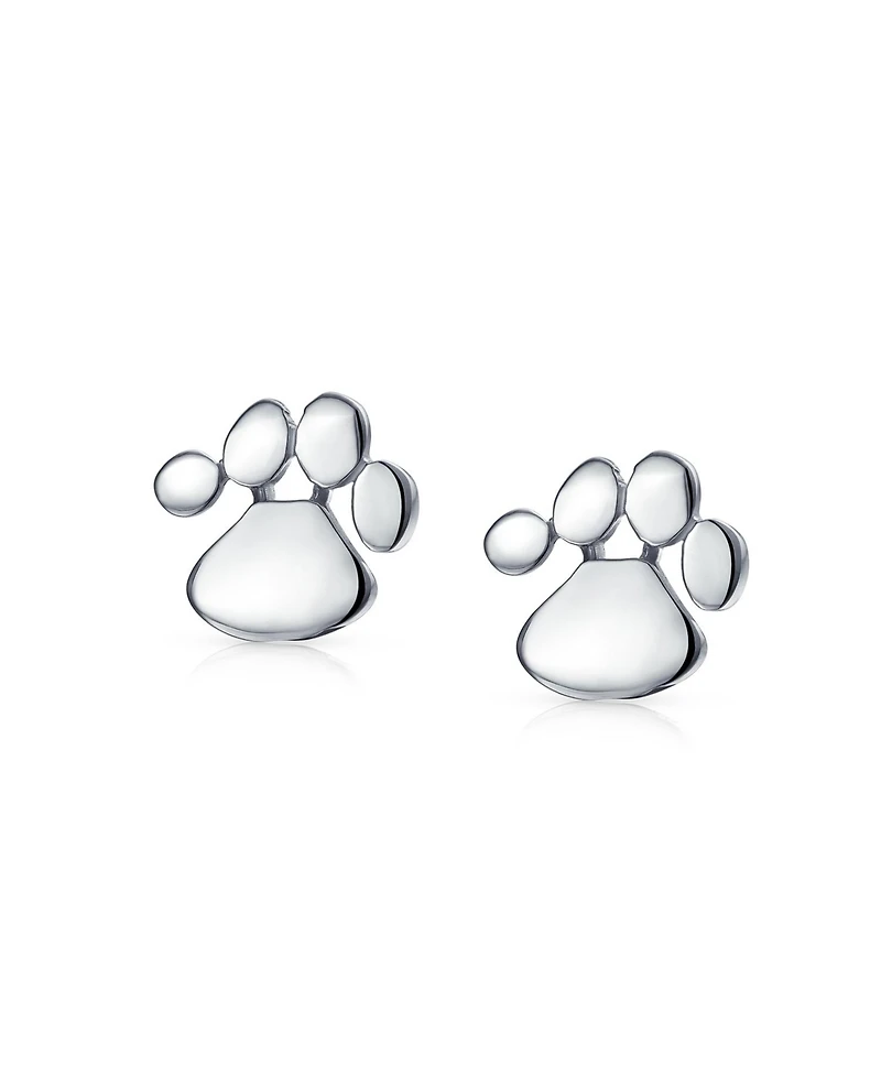 Bling Jewelry Set of 2 Bff Animal Lover Pet Dog Cat Paw Print Stud Earrings Sterling Silver