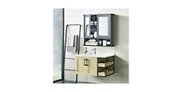Slickblue Wood Bathroom Wall Cabinet with Mirrored Doors and Interior Storage Shelf