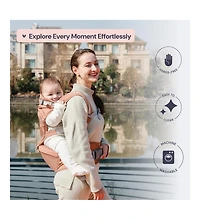 BabbleRoo Kids Carrier 6 in 1 Carrier with Hip Seat, Comfy & Adjustable Kangaroo Rose
