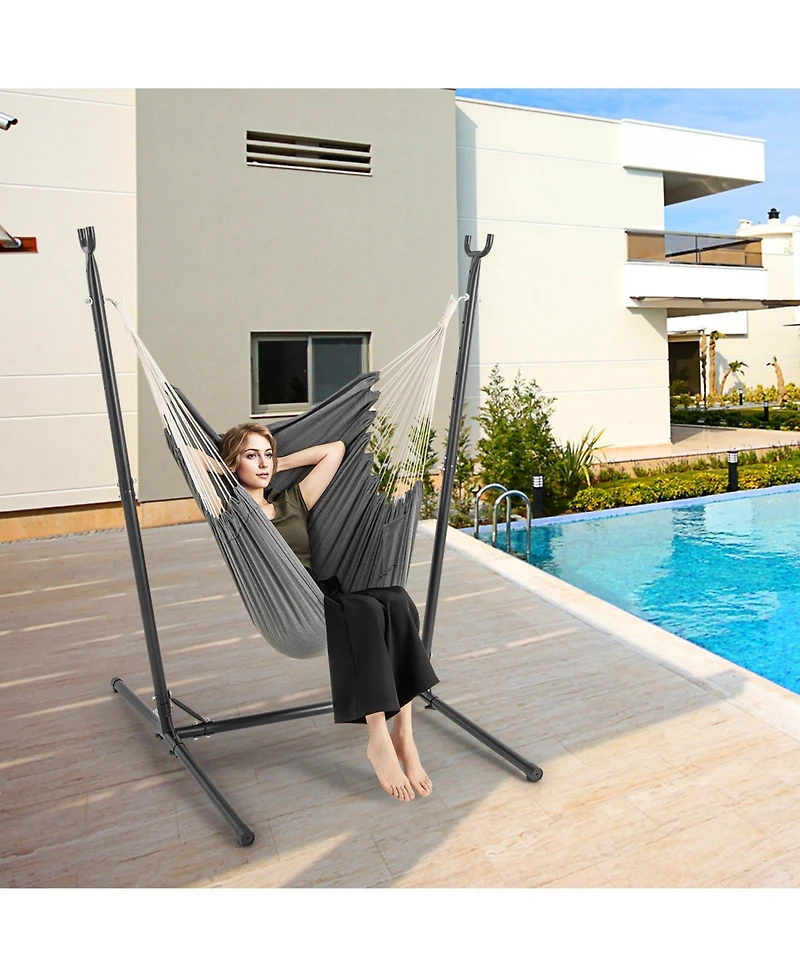Akiudex Hammock Chair with Stand, 6-Position Adjustable Height and Side Pocket