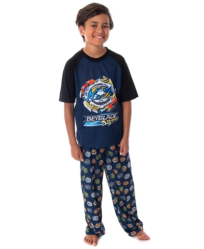 Beyblade Burst Boys' Wizard and Spinner Tops 2 Piece Pant/Raglan Pajama Set