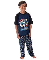 Beyblade Burst Boys' Wizard and Spinner Tops 2 Piece Pant/Raglan Pajama Set