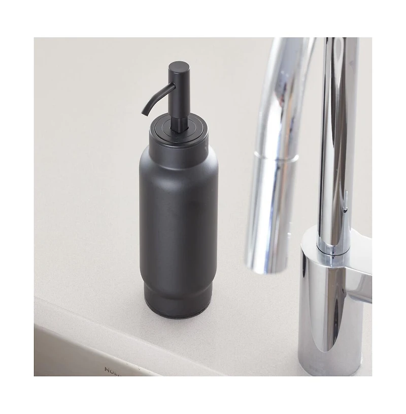iDesign Stainless Steel Soap Dispenser for Bathroom or Kitchen Countertop, Black