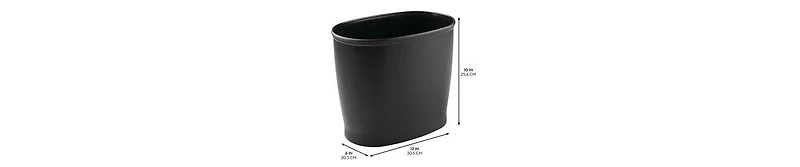 iDesign Small Oval Plastic Bathroom Trash Can - Black - Made in Usa