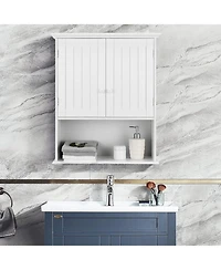 Slickblue Wall-Mounted Bathroom Medicine Cabinet with Open Storage Shelf for Organization