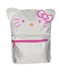 Sanrio White and Pink Hello Kitty Head 16" School Backpack with Front Pocket