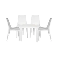 LeisureMod Kent 5-Piece Outdoor Dining Set with Plastic Square Table
