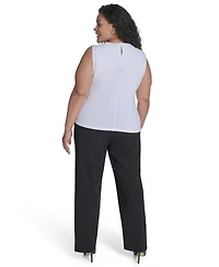 Calvin Klein Plus Sleeveless Pleat-Neck Top