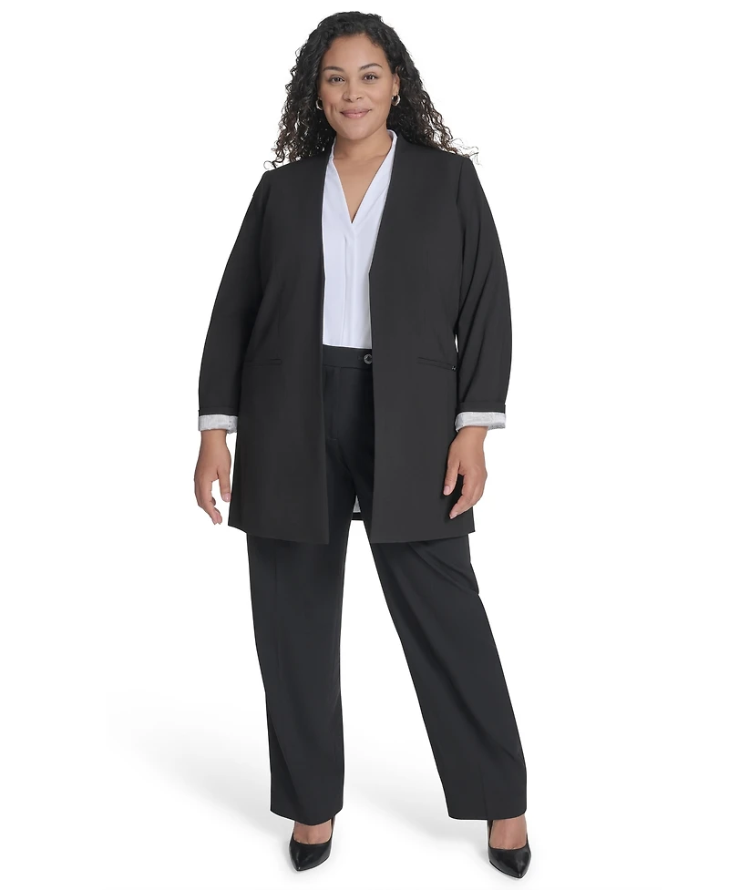 Calvin Klein Plus Collarless Open-Front Topper Jacket