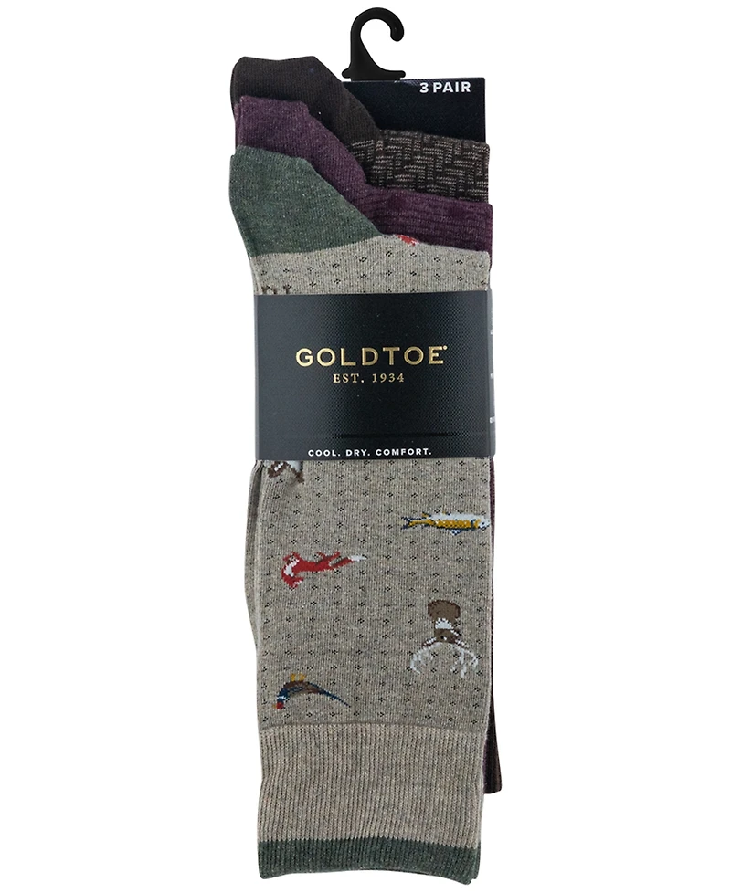 Gold Toe Men's 3-Pack Outdoorsman Reinforced Toe Crew Socks