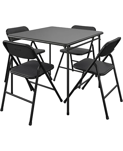 5-Piece Square Folding Dining Table Set with 4 Chairs for Guests or Game Night