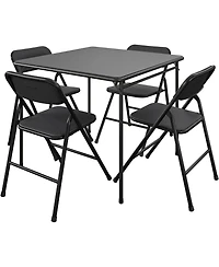 5-Piece Square Folding Dining Table Set with 4 Chairs for Guests or Game Night