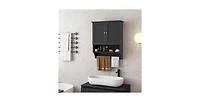 Slickblue Louvered Door Bathroom Medicine Cabinet with Towel Bar and Wall-Mounted Design