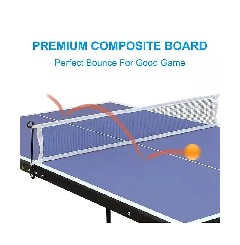 Slickblue Folding Ping Pong Table Set with Net, 2 Paddles, and Balls for Indoor Play