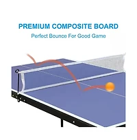 Slickblue Folding Ping Pong Table Set with Net, 2 Paddles, and Balls for Indoor Play
