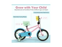 Kids Bike with Adjustable Handlebar and Saddle - Pink