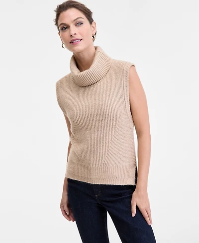 I.n.c. International Concepts Women's Sleeveless Rib-Knit Turtleneck Sweater, Macy's Exclusive