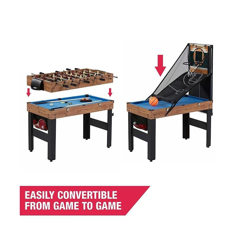 Slickblue 5-in-1 Game Table with Foosball, Pool, Basketball, Ping Pong, and Slide Hockey