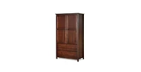 Slickblue Bedroom Armoire Closet in Solid Wood with Garment Hanging Rod and Cabinet Doors