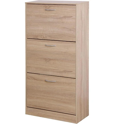 Vanirror 3 Drawer Shoe Storage Cabinet, 3 Tier Wood Shoe Rack Storage Organizer for Entryway