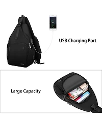 Mosiso Sling Backpack with Usb Charging Port - Crossbody Travel Hiking Daypack for Men/Women, Water-Resistant Chest Bag with Anti-Theft Design