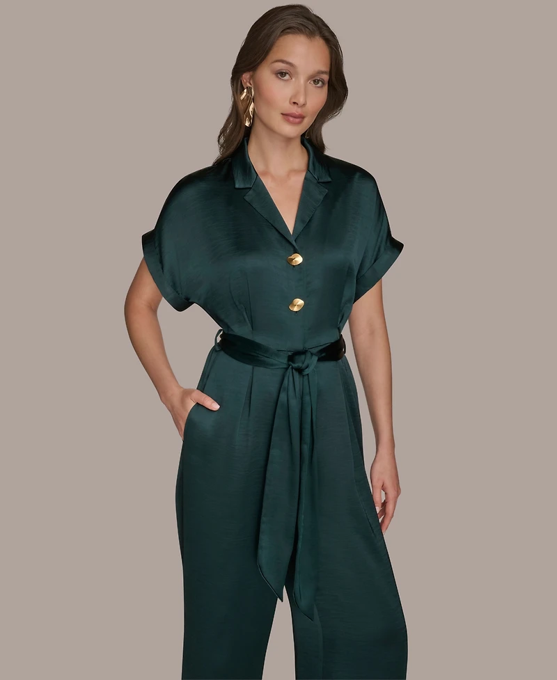 Donna Karan New York Women's Satin Wide Leg Jumpsuit