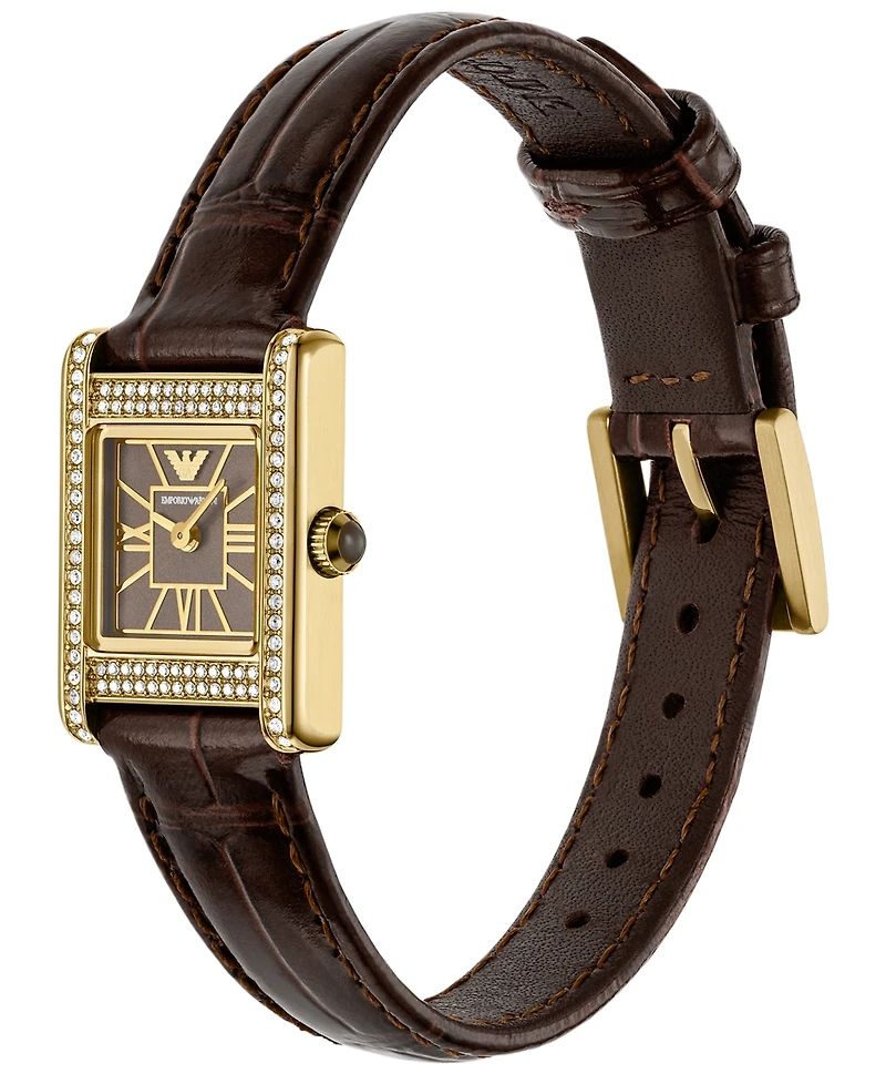 Emporio Armani Women's Brown Leather Strap Watch 26mm