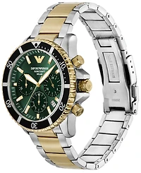 Emporio Armani Men's Chronograph World Explorer Solar Two-Tone Stainless Steel Bracelet Watch 43mm