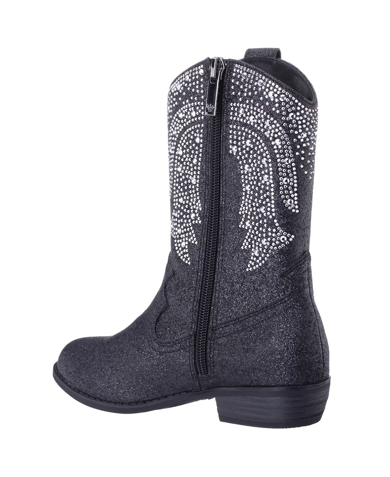 Nina Big Girls Glitter Side Zip Cowboy Boots