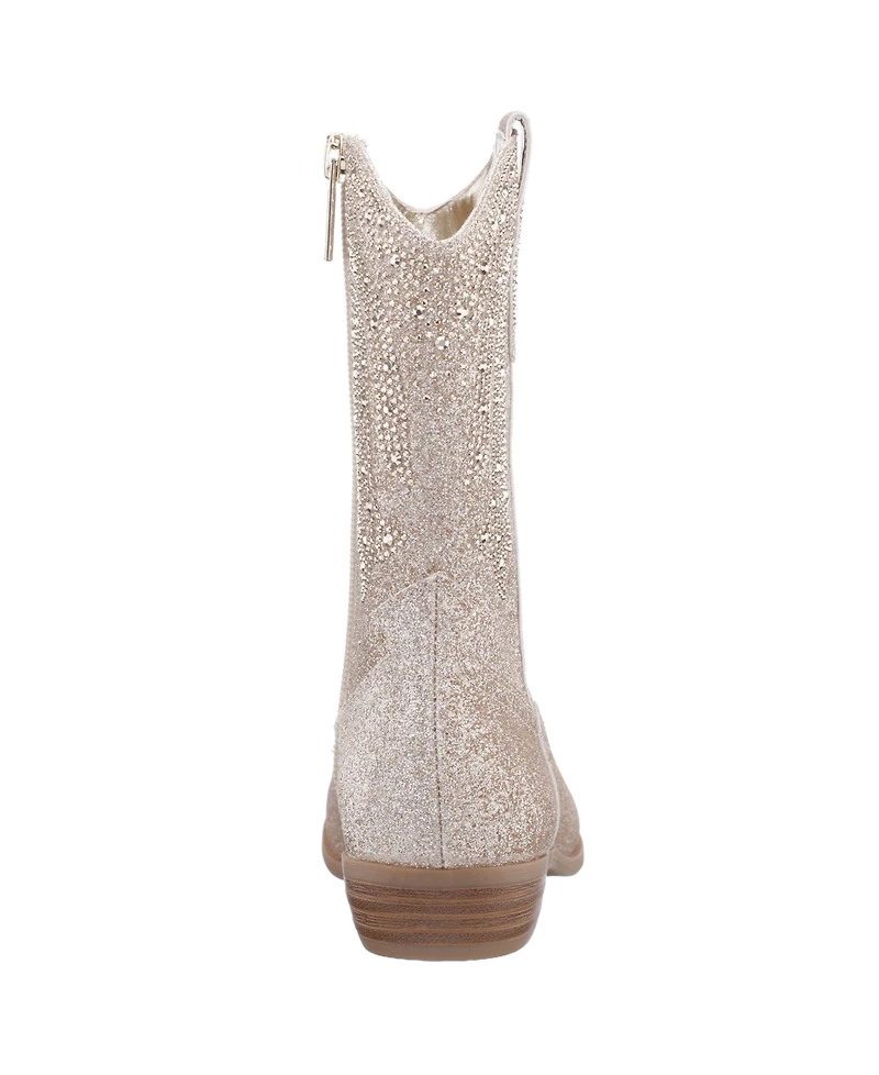 Nina Big Girls Glitter Side Zip Cowboy Boots