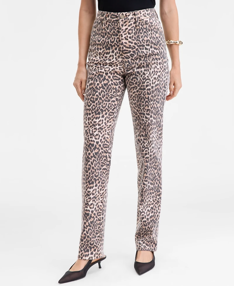 I.n.c. International Concepts Women's Leopard-Print Straight-Leg Jeans, Macy's Exclusive